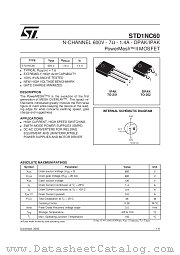 STD1NC60 datasheet pdf SGS Thomson Microelectronics