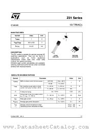 Z0103NN datasheet pdf SGS Thomson Microelectronics