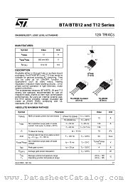 BTA12-600SW datasheet pdf SGS Thomson Microelectronics