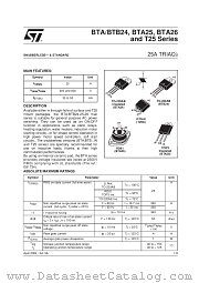 BTA25 datasheet pdf SGS Thomson Microelectronics