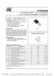 STW8NC80Z datasheet pdf SGS Thomson Microelectronics