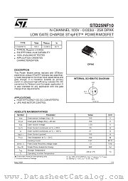STD25NF10 datasheet pdf SGS Thomson Microelectronics