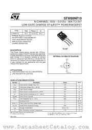 STW80NF10 datasheet pdf SGS Thomson Microelectronics