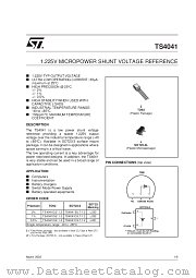 TS4041DIZ-1.2 datasheet pdf SGS Thomson Microelectronics