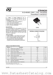 STB4NC50 datasheet pdf SGS Thomson Microelectronics