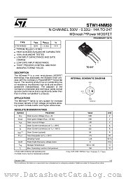 STW14NM50 datasheet pdf SGS Thomson Microelectronics