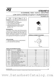 STB24NF10 datasheet pdf SGS Thomson Microelectronics