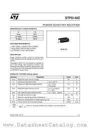 STPS140Z datasheet pdf SGS Thomson Microelectronics