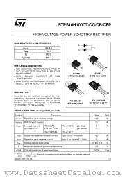 STPS10H100CG datasheet pdf SGS Thomson Microelectronics