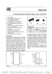 74ACT163MTR datasheet pdf SGS Thomson Microelectronics