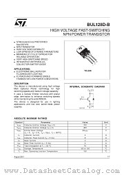 BUL128D-B datasheet pdf SGS Thomson Microelectronics