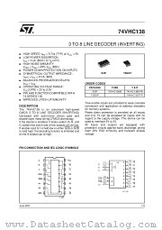 74VHC138MTR datasheet pdf SGS Thomson Microelectronics