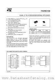 74VHC139TTR datasheet pdf SGS Thomson Microelectronics