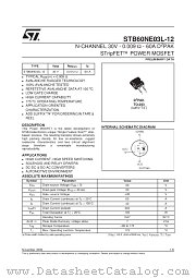 STB60NE03L-12 datasheet pdf SGS Thomson Microelectronics
