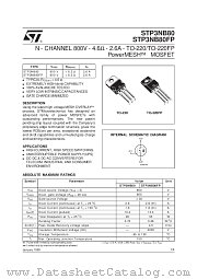 STP3NB80FP datasheet pdf SGS Thomson Microelectronics