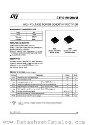 STPS1H100U datasheet pdf SGS Thomson Microelectronics