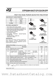 STPS20H100CR datasheet pdf SGS Thomson Microelectronics