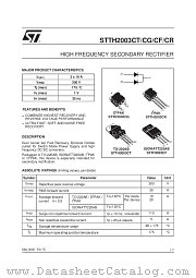 STTH2003CG datasheet pdf SGS Thomson Microelectronics
