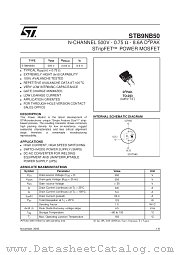 STB9NB50 datasheet pdf SGS Thomson Microelectronics
