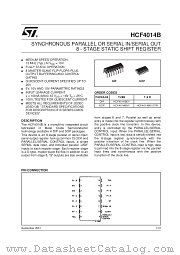 HCF4014BM1 datasheet pdf SGS Thomson Microelectronics