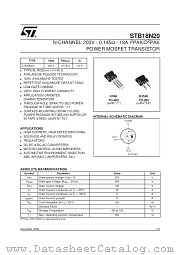 STB18N20 datasheet pdf SGS Thomson Microelectronics