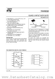 74VHC02 datasheet pdf SGS Thomson Microelectronics