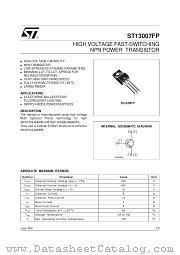 ST13007FP datasheet pdf SGS Thomson Microelectronics