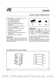 74AC00TTR datasheet pdf SGS Thomson Microelectronics
