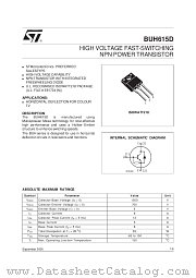 BUH615D datasheet pdf SGS Thomson Microelectronics