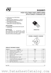 BU508DFI datasheet pdf SGS Thomson Microelectronics