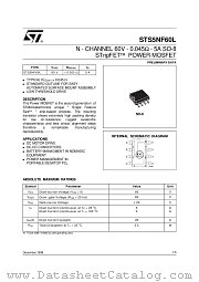 STS5NF60L datasheet pdf SGS Thomson Microelectronics