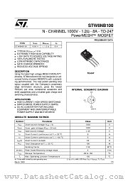 STW8NB100 datasheet pdf SGS Thomson Microelectronics