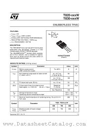 T830-800W datasheet pdf SGS Thomson Microelectronics