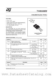 T1230-600W datasheet pdf SGS Thomson Microelectronics