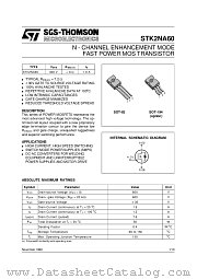 STK2NA60 datasheet pdf SGS Thomson Microelectronics