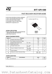BYT12PI-1000 datasheet pdf SGS Thomson Microelectronics