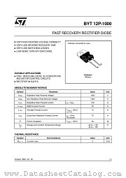 BYT12P-1000 datasheet pdf SGS Thomson Microelectronics