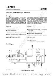 U2891B datasheet pdf TEMIC