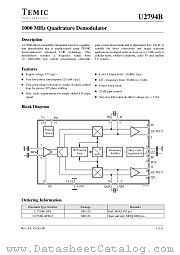U2794B datasheet pdf TEMIC
