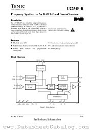U2754BB datasheet pdf TEMIC