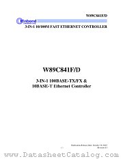 W89C841F datasheet pdf Winbond Electronics