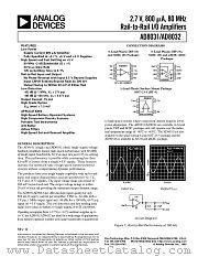 AD8032ARM-REEL7 datasheet pdf Analog Devices