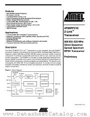 AT86RF210 datasheet pdf Atmel