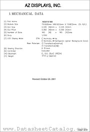 AGM1616B datasheet pdf AZ Displays