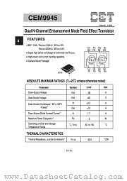 CEM9945 datasheet pdf Chino-Excel Technology