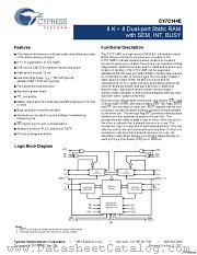CY7C144E-15JXI datasheet pdf Cypress