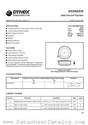 DG306AE25 datasheet pdf Dynex Semiconductor