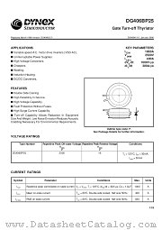 DG406BP25 datasheet pdf Dynex Semiconductor