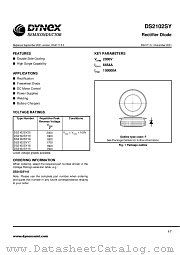 DS2102SY15 datasheet pdf Dynex Semiconductor