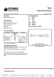 TK12 datasheet pdf Dynex Semiconductor